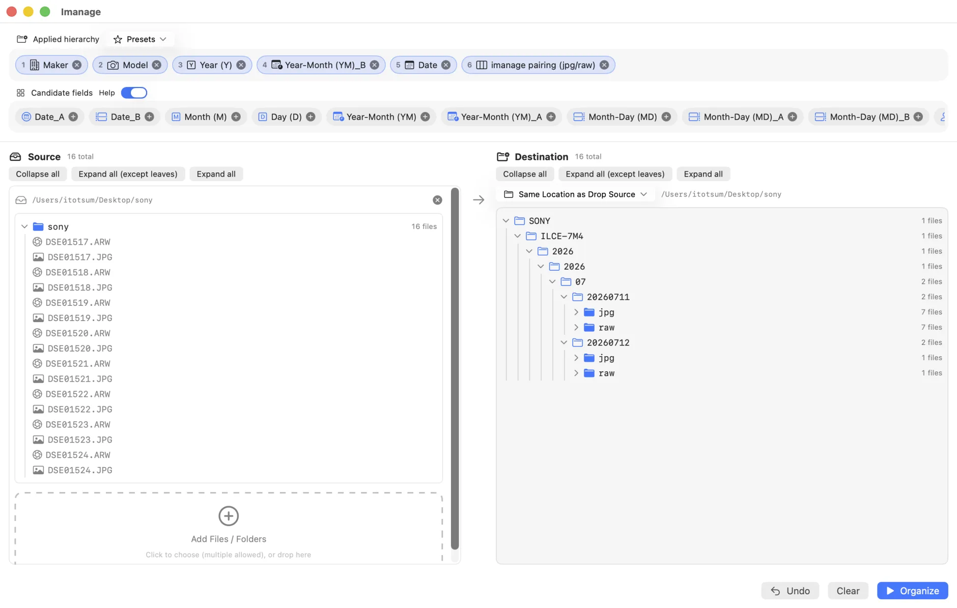 Rearranging the hierarchy fields